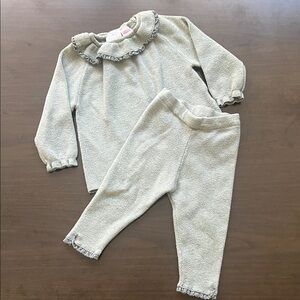 🍃✨ Zara 2-Piece Baby Set – 9-12M Olive Green Ruffles! ✨🍃